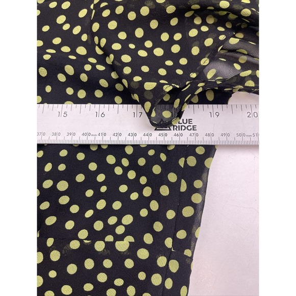 DANA BUCHMAN Black & Green Polka Dot Silk (2) Piece Set Skirt-10 /Top-12 - Picture 5 of 16